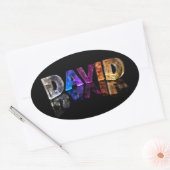 De naam David in 3D Lichten (Foto) Ovale Sticker (Envelop)