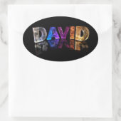 De naam David in 3D Lichten (Foto) Ovale Sticker (Tas)
