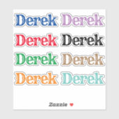 De naam Derek Sticker (Vel)
