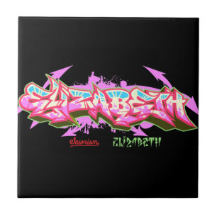 De naam Elizabeth in graffiti-keramische tegel Tegeltje