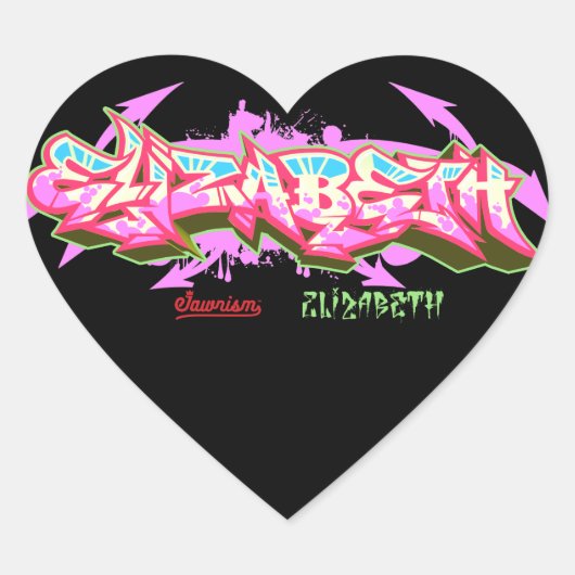 De naam Elizabeth in graffiti-Stickers | Hart Sticker (Voorkant)