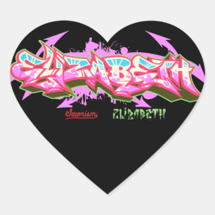 De naam Elizabeth in graffiti-stickers Hart Sticker