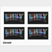 De naam Emily in 3D-lichten (foto) Rechthoekige Sticker (Vel)