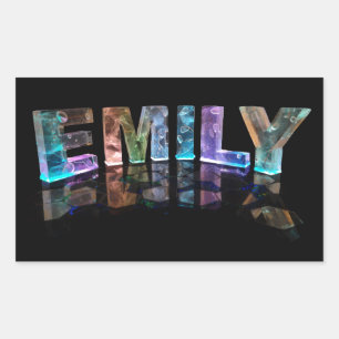 De naam Emily in 3D-lichten (foto) Rechthoekige Sticker