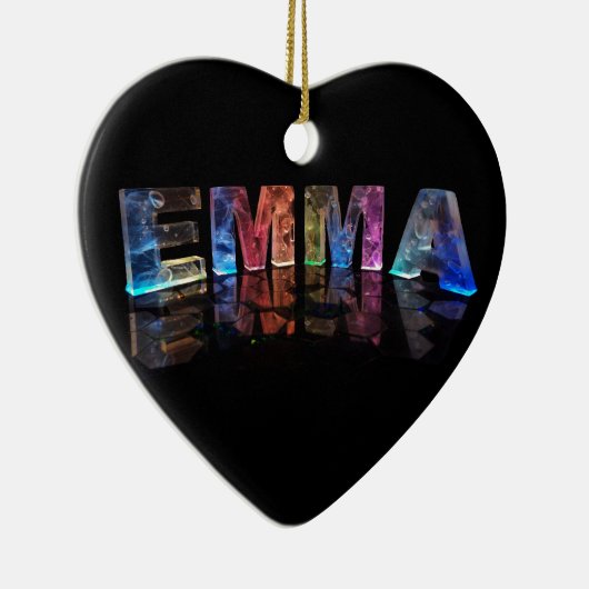 De naam Emma in 3D-lichten (foto) Keramisch Ornament (Rechts)