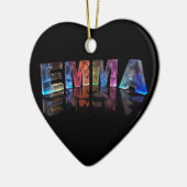 De naam Emma in 3D-lichten (foto) Keramisch Ornament (Links)