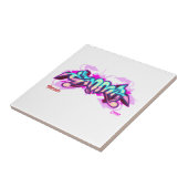 De naam Emma in graffiti-keramische tegel Tegeltje (Zijkant)