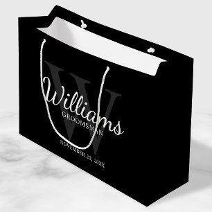 De naam en het Monogram van de Groomsmen van het M Groot Cadeauzakje