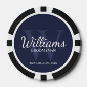 De naam en het Monogram van de Groomsmen van het M Poker Chips (Voorkant)
