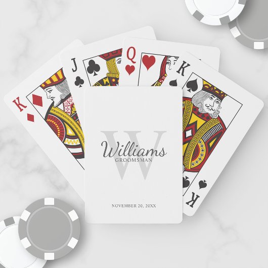 De naam en het Monogram van de Groomsmen van het M Pokerkaarten