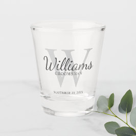 De naam en het Monogram van de Groomsmen van het M Shot Glas