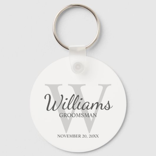 De naam en het Monogram van de Groomsmen van het M Sleutelhanger (Voorkant)