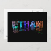 De naam Ethan in 3D lichten (foto) Briefkaart (Voorkant / Achterkant)