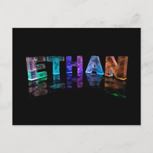 De naam Ethan in 3D lichten (foto) Briefkaart