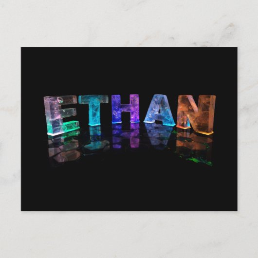 De naam Ethan in 3D lichten (foto) Briefkaart (Voorkant)