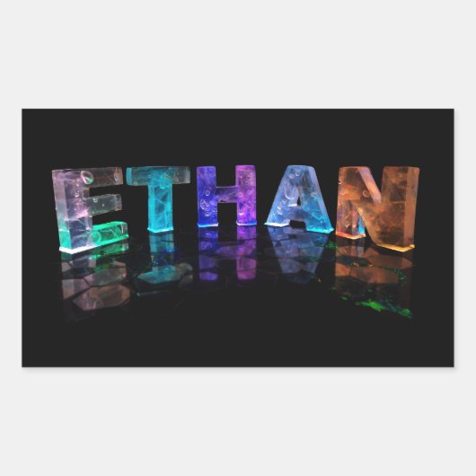 De naam Ethan in 3D Lights (Foto) Rechthoekige Sticker (Voorkant)