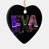 De naam Eva in 3D Lichten (Foto) Keramisch Ornament (Rechts)