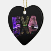 De naam Eva in 3D Lichten (Foto) Keramisch Ornament (Links)