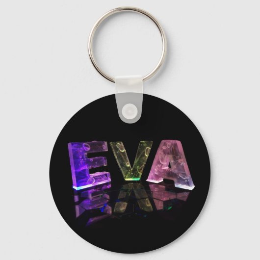 De naam Eva in 3D Lichten (Foto) Sleutelhanger (Voorkant)