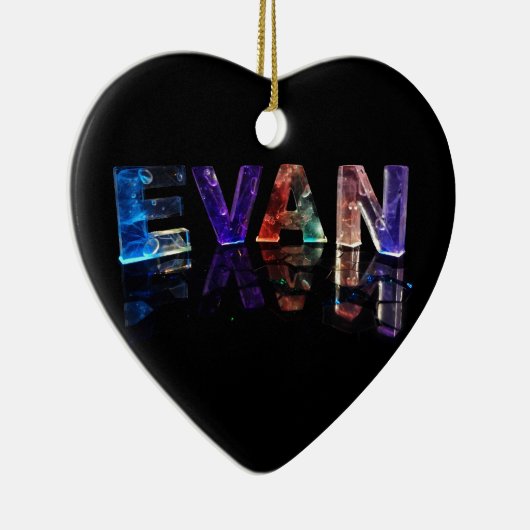 De naam Evan in 3D-lichten (foto) Keramisch Ornament (Rechts)