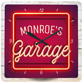 De NAAM Faux Neon Sign Hot Rod Car Garage aanpasse Vierkante Klok