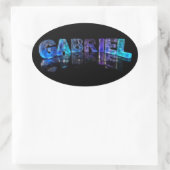 De naam Gabriel in 3D-lichten (foto) Ovale Sticker (Tas)