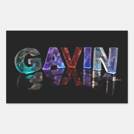De naam Gavin in 3D Lichten (Foto) Rechthoekige Sticker (Voorkant)
