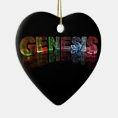 De naam Genesis in 3D Lichten (Foto) Keramisch Ornament (Rechts)