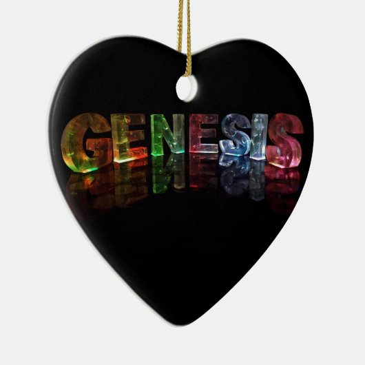 De naam Genesis in 3D Lichten (Foto) Keramisch Ornament (Rechts)