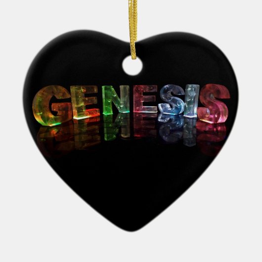 De naam Genesis in 3D Lichten (Foto) Keramisch Ornament (Voorkant)