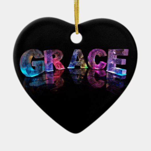 De naam Grace in 3D-lichten (foto) Keramisch Ornament (Voorkant)