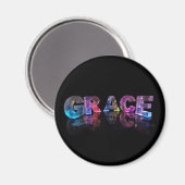 De naam Grace in 3D Lights (Foto) Magneet (Voorkant / Achterkant)
