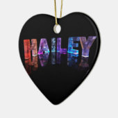 De naam Hailey in 3D-lichten (foto) Keramisch Ornament (Links)