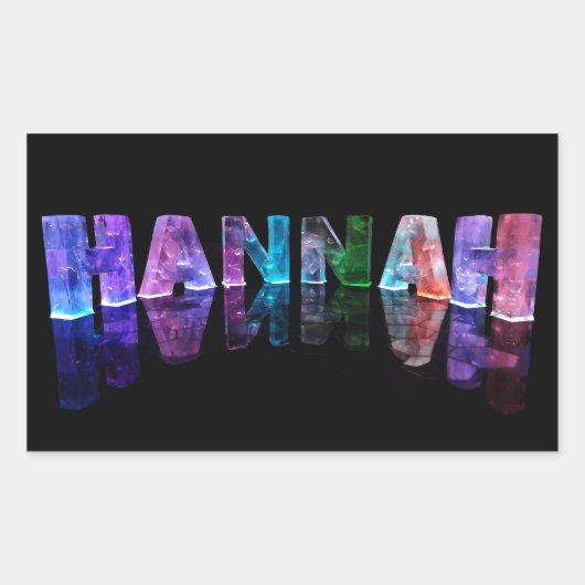 De naam Hannah in 3D-lichten (foto) Rechthoekige Sticker (Voorkant)