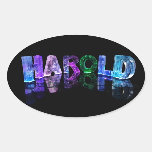 De naam Harold in 3D-lichten (foto) Ovale Sticker (Voorkant)