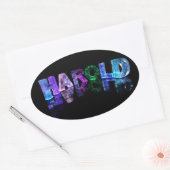 De naam Harold in 3D-lichten (foto) Ovale Sticker (Envelop)