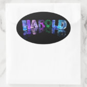 De naam Harold in 3D-lichten (foto) Ovale Sticker (Tas)
