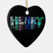 De naam Henry in 3D-lichten (foto) Keramisch Ornament (Rechts)