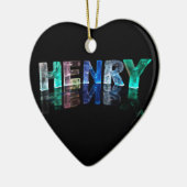 De naam Henry in 3D-lichten (foto) Keramisch Ornament (Links)
