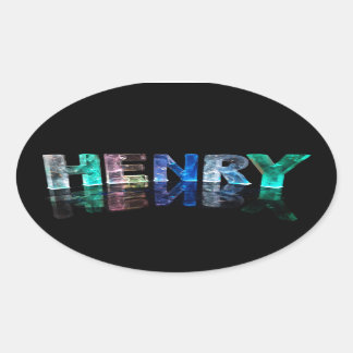 De naam Henry in 3D Lichten (Foto) Ovale Sticker