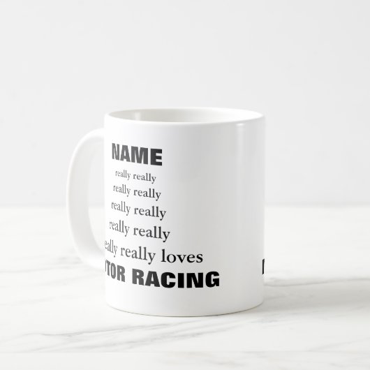 De naam houdt echt van de Modus Racing Koffiemok (Voorkant links)