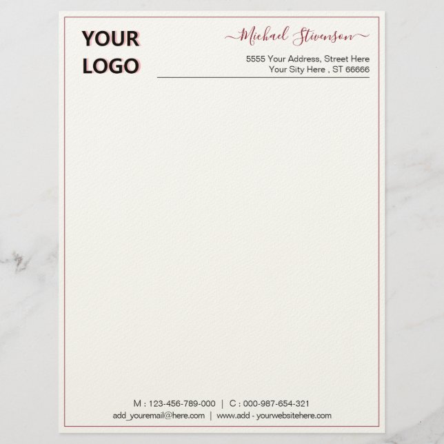 De Naam Info van de Logo van de douane Letterhead  Briefhoofd (Voorkant)