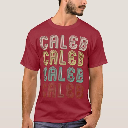 De naam is Caleb in Funny Retro Disco T-shirt (Voorkant)