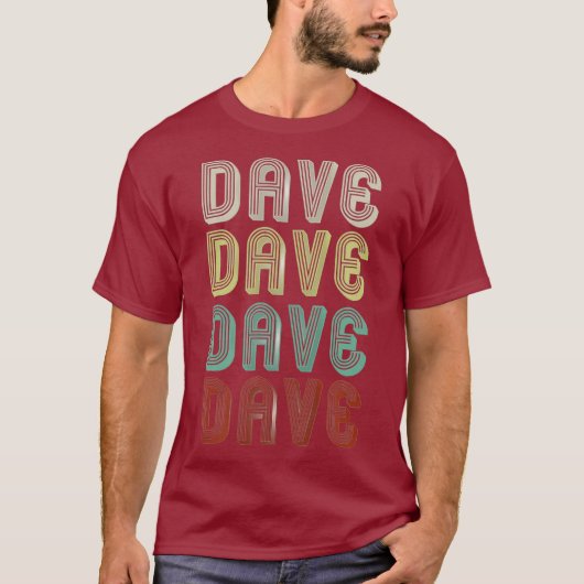 De naam is Dave in Funny Retro Disco T-shirt (Voorkant)