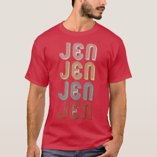 De naam is Jen in de  retro disco T-shirt