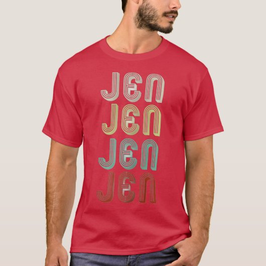 De naam is Jen in de retro disco T-shirt (Voorkant)