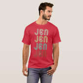 De naam is Jen in de retro disco T-shirt (Voorkant volledig)