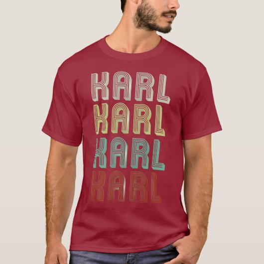 De naam is Karl in Funny Retro Disco T-shirt (Voorkant)