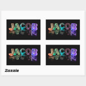 De naam Jacob in 3D-lichten (foto) Rechthoekige Sticker (Vel)