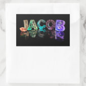 De naam Jacob in 3D-lichten (foto) Rechthoekige Sticker (Tas)